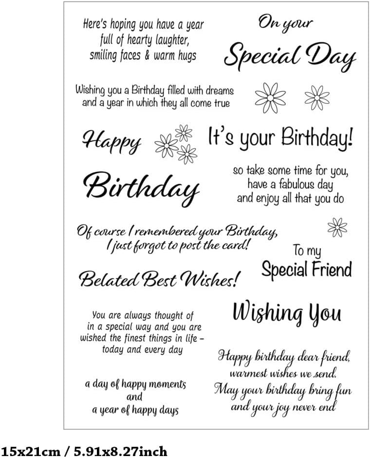 Arbuya Birthday Verses Clear Stamps for Card Making,Sentiment Silicone Stamps Happy Birthday Sayings Rubber Stamps for Gift Tags Paper Crafting Scrapbooking Decoration - Image 2